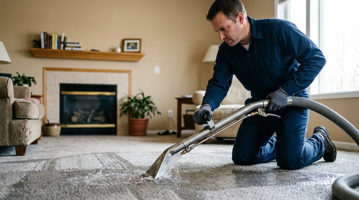 Water damage restoration technician working near Ellison Bay, WI